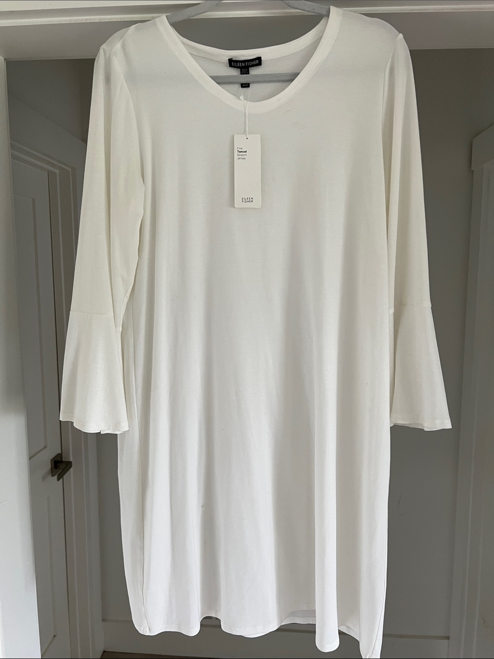Eileen Fisher White Bell Sleeve dress NWT